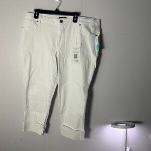 NWT NEW STS Blue Darren Mid Rise Roll Cuffed Girlfriend Jeans White 20W 20 W